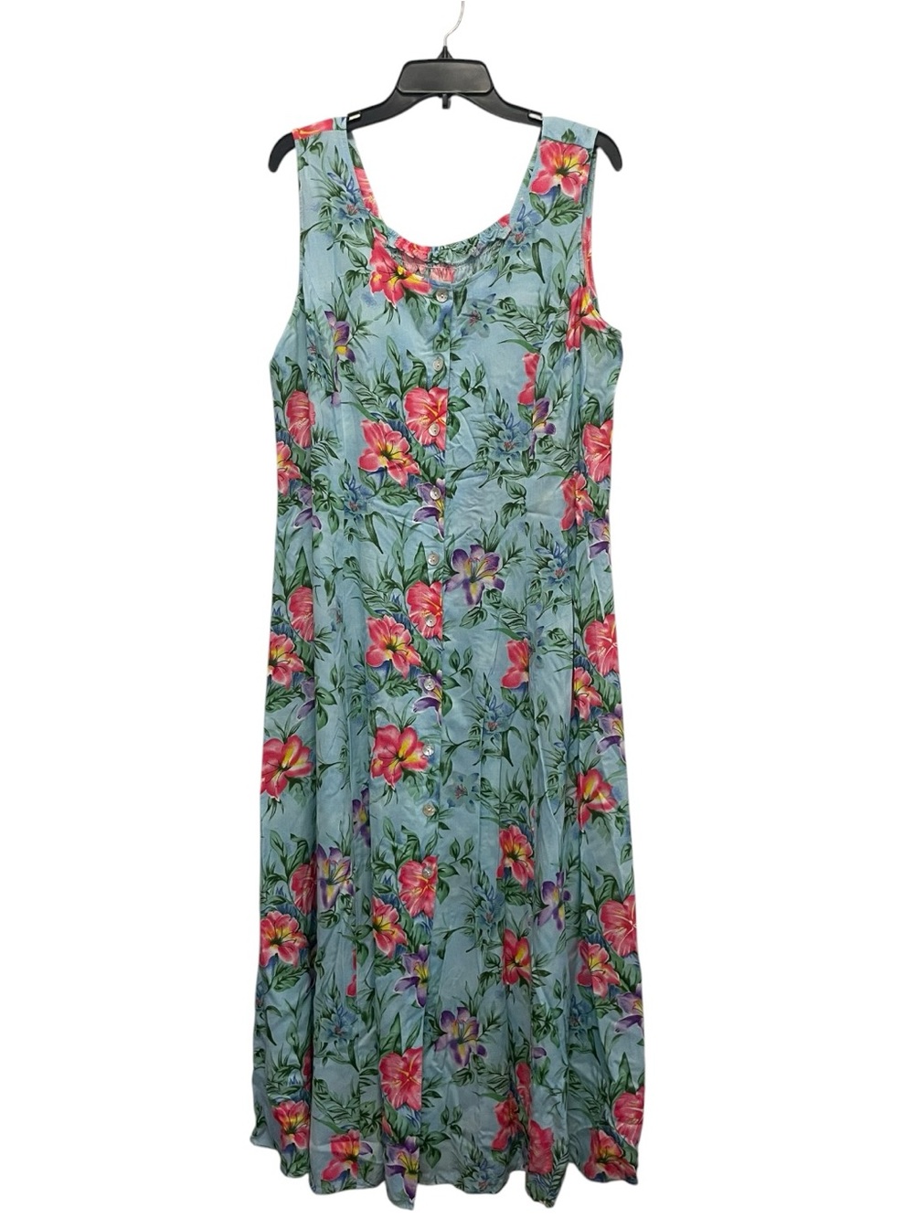 BFA Classics Vintage 90s Floral Tank Maxi Dress Pale Blue Pink & Blue Flowers XL